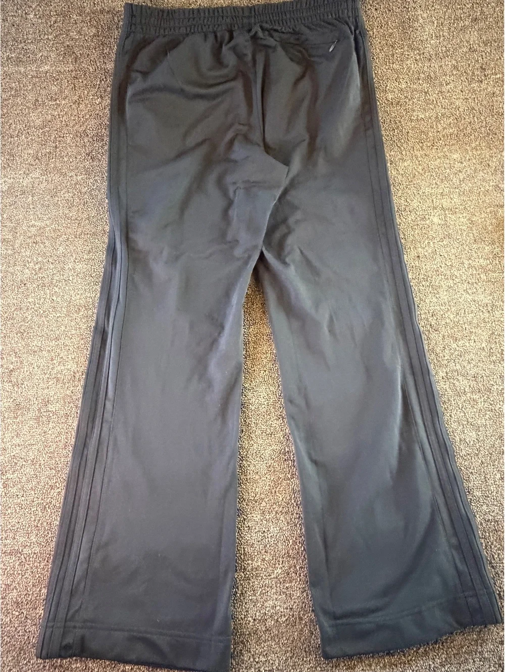 Adidas Men's Large Black 3-Stripe Track Pants Zip Pocket